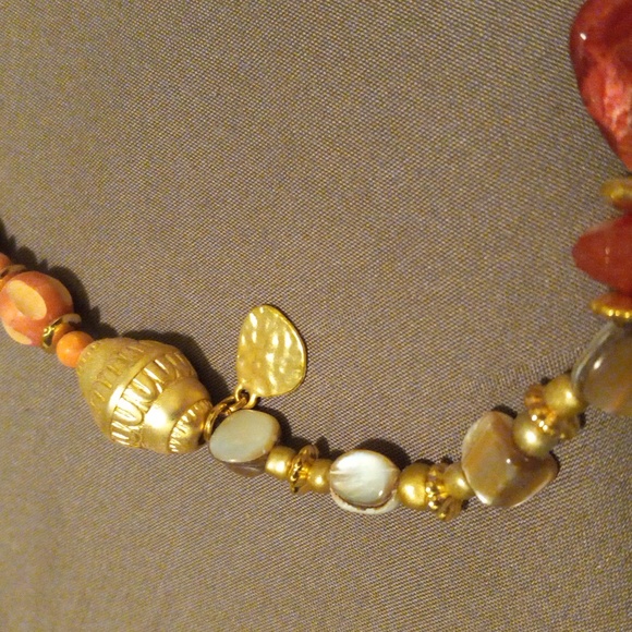 Chico's Gold adjustable necklace with pink and gold beads - Picture 5 of 6